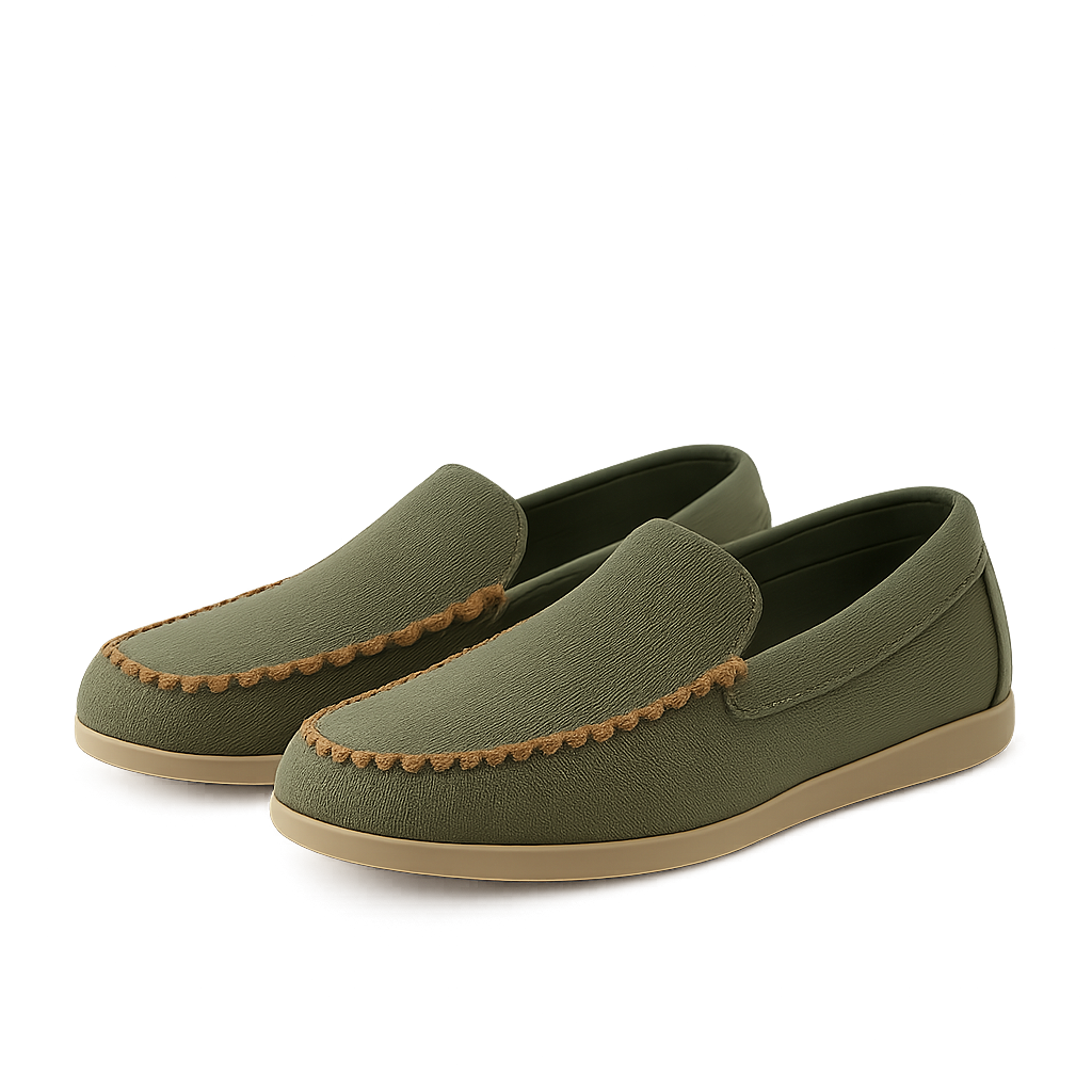 Grüne Segeltuch Mokassins - Albrenn Chaussures